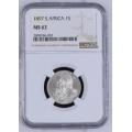 1897 ZAR 1 SHILLING ** MS62 ** - NGC GRADED HERNS - UNC R 3,700 for a low grade - this is ms62