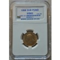 1898 ZAR 1 POND - MS63 - SANGS GRADED - BOOK VALUE VERY LOW COMPARED TO LAST SALE AT R35,000