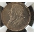 2ND FINEST  -1897 ZAR 6 PENCE - MS64 - NGC GRADED - 2ND FINEST KNOWN - WITH ONLY 9 IN MS65