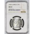 3RD FINEST - 1959 UNION UNC 2.5 SHILLING COIN - GRADED BY NGC - MS63 -HIGH GRADE - MINTAGE 46,893