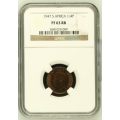 1947 UNION 1/4 PENNY - PROOF - GRADED BY NGC - PF63RB - HIGH GRADE - 3 OF 9 ON AUCTION