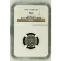 1947 UNION 6 PENCE - PROOF - GRADED BY NGC - PF62 - HIGH GRADE- 8 OF 9 ON AUCTION
