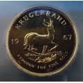 1st KRUGERRAND EVER!! 1967 KRUGERRAND 1oz gold 22kt - 33,63gr - slabed FOR EXTRA SECURITY - RaRE