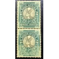 South African STAMP BLK 1930-1945 ROTO PRINT DEFINITIVE ISSUE -1/2d - 1 HYPHENATED VETICAL PAIR -NEW