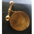 1894 ZAR GOLD 1/2 POND * CUFF LINK** 7.894 gr GOLD - HERNS VALUE IN UNC  - THIS IS AMOUNTED CUFFLINK