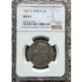 1897 ZAR 2 SHILLING ** MS61 ** NGC GRADED HERNS IN UNC R4500.00