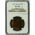 1929 UNION SA 1 PENNY - MS64RB - NGC GRADED - LOW MINTAGE 385,669 - 3RD FINEST