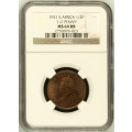 1931 UNION SA 1/2 PENNY **ZUID** MS64RB NGC 3RD FINEST GRADE - LOW MINTAGE 145,343