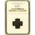1937 UNION SA 1/4 PENNY - MS63BN - NGC 3RD FINEST GRADED