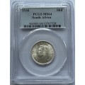 BARGAIN 1938 UNION SA 1 SHILLING - MS64 - PCGS GRADED -ONLY 3 IN MS65 AT NGC