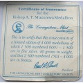 40gr SILVER 999.9 MEDAL - BISHOP MOREWA 1ST PRIME MINISTER - LIVINGSTONE MINT 1.3 OUNCES