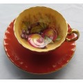 AYNSLEY TEA CUP and SAUCER Fruit Well known Artist DORIS JONES Beautiful and Scarce!!!