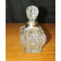 PERFUME BOTTLE Crystal with Sterling Silver Lid & Stopper LONDON 1926 Henry Perkins & Sons LARGE!!