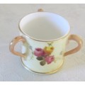 Royal Worcester TYG3-handled cup BLUSH IVORY / APRICOT MINIATURE ENGLAND FLOWER DECORATION 1904.