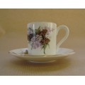 ROYAL GRAFTON England BUTTERFLIES Demitasse Cup & Saucer FLOWERS Coffee/Expresso Cup! Stunning!!!!!