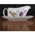 ROYAL WORCESTER EVESHAM=GRAVY BOAT=2 pieces=FRUIT=APPLES,BERRIES,MEALIES,CORN=OVEN TO TABLE WARE.