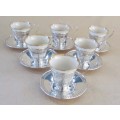 STERLING SILVER Demitasse coffee cup holders & Lenox USA porcelain inserts=Wilcox, Wagner & Watson.