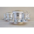 STERLING SILVER Demitasse coffee cup holders & Lenox USA porcelain inserts=Wilcox, Wagner & Watson.