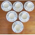 TEA TRIO`S x 6 EAMAG PORCELAIN Schönwald GERMANY BLUE & WHITE 18 pieces EGGSHELL THIN!!!!