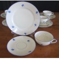 TEA TRIO`S x 6 EAMAG PORCELAIN Schönwald GERMANY BLUE & WHITE 18 pieces EGGSHELL THIN!!!!