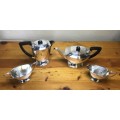 MAGNIFICENT SHEFFIELD Silver Plated EPNS Tea Set=Tea Pot=Hot Water Pot=Creamer=Sugar=LEWIS ROSE & Co