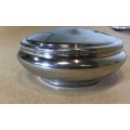 TIFFANY & Co. JEWELLERY TRINKET LIDDED DISH ROUND PEWTER HANDCRAFTED VELVET LINING BEAUTIFUL!!!!!!!!