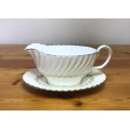 MINTON GRAVY BOAT and SAUCER GOLD CHEVIOT PATTERN RARE Very good condition.