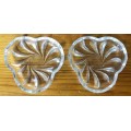 JEWELLERY TRINKET DOUBLE SIDED LIDDED DISH CUT GLASS HEART SHAPED UNUSUAL CAN BE 2 OPEN DISHES!!!!!!