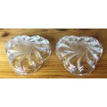 JEWELLERY TRINKET DOUBLE SIDED LIDDED DISH CUT GLASS HEART SHAPED UNUSUAL CAN BE 2 OPEN DISHES!!!!!!