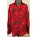 SILK SHIRT 100% PURE IMPORTED ITALIAN DESIGN LONG SLEEVE COLLARED UNBELIEVABLE BLEND of RED COLOURS!