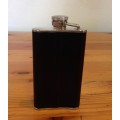HIP FLASK STAINLESS STEEL 4 oz 120ml clad in black. WHISKY WHISKEY BRANDY