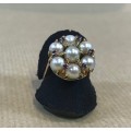 PEARL CLUSTER AND RUBY RING 14ct GOLD 14K GORGEOUS!!!! HAVE A LOOK!! BRITISH SIZE Q US SIZE 8.2 9,9g