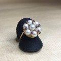 PEARL CLUSTER AND RUBY RING 14ct GOLD 14K GORGEOUS!!!! HAVE A LOOK!! BRITISH SIZE Q US SIZE 8.2 9,9g