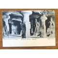 POSTCARD POST CARD INDIAN CORRESPONDENCE ELEPHENTA CAVES INDIA ARCHEOLOGY Thacker BOMBAY Saxony