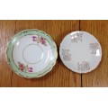 SAUCERS x 2 Chinese CHINA EUROPEAN FLOWERS FLORAL.