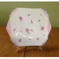 SHELLEY CAKE PLATE PINK CLOVERS GREY LEAVES C12300 1934 England RN795072 STUNNING!!!