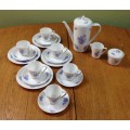 COFFEE SET=HUTSCHENREUTHER=NOBLESSE=BLUE and WHITE=FLOWERS=FLORAL=EGGSHELL THIN PORCELAIN=21 piece.