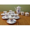 COFFEE SET=HUTSCHENREUTHER=NOBLESSE=BLUE and WHITE=FLOWERS=FLORAL=EGGSHELL THIN PORCELAIN=21 piece.