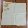 SERVIETTES x 3 NAPKINS MATERIAL CLOTH FLORAL FLOWERS yellow brown.