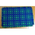 TABLE PLACE MATS x 6 MATERIAL CLOTH GREEN + DARK BLUE AWESOME MATS!!!!