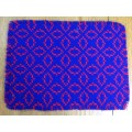 TABLE PLACE MATS x 6 MATERIAL CLOTH BRIGHT RED + DARK BLUE AWESOME MATS!!!!