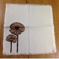 SERVIETTES x 8 + MATCHING TABLE CLOTH MATERIAL CLOTH LINEN BROWN and BEIGE FLOWERS FLORAL STUNNING!