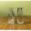 BACCARAT CRYSTAL ODILON SWIRL GLASS CANDLESTICKS - PAIR - Candle Holders.