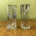 BACCARAT CRYSTAL ODILON SWIRL GLASS CANDLESTICKS - PAIR - Candle Holders.