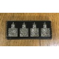 SALT and/or PEPPER CELLARS x 4 GLASS and METAL BOXED BRAND NEW GREENSON PRODUCT NICE GIFT SET!!!!!