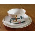 SUSIE COOPER TIGER LILY TRIO !!rare!! Footed Tea Cup FLOWER Orchid Post-1950 please read notes.....