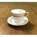 ROYAL WORCESTER ENGLAND DEMITASSE COFFEE Cup & Saucer GOLD CHANTILLY PATTERN EXPRESSO!!!