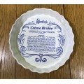 RHODESIAN ROUND CREME BRULEE DISH with WOOTTY`S RECIPE NORBEL POTTERIES SALISBURY RHODESIA 60`s-70`s