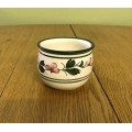 SUGAR BOWL OPEN Unmarked POTTERY EARTHENWARE TEA FLORAL GARLAND and GREEN TRIM.