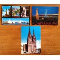POSTCARDS x 3 POST CARDS GERMANY HAMBURG KOLM RHEIN SWITZERLAND GENEVE 1974 1977 1985.